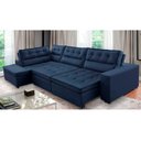 Ver imagem 1 de Sofá de Canto Retrátil e Reclinável com Molas 3,00x2,00 Esq Virginia Suede Azul Adonai Estofados