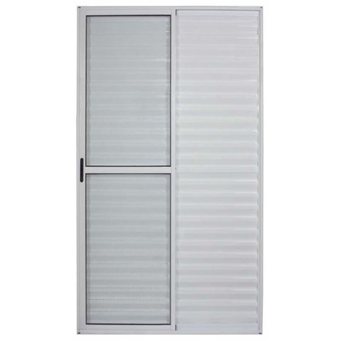 Porta Balcão de Correr com Veneziana de Alumínio Branco 3 Folhas Móveis Cmc Classic-2.10AX1.50L