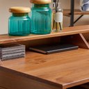 Ver mais imagens de Mesa Escrivaninha Madeira 4 Nichos 1 Prateleira Luna Castanho Verniz Idimex