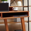 Ver imagem 7 de Mesa Escrivaninha Madeira 4 Nichos 1 Prateleira Luna Castanho Verniz Idimex