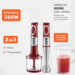 Mixer Premium Mondial M-10 500w vermelho com Inox 220v - 4
