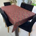 Ver imagem 1 de Toalha de Mesa Retangular em Jacquard Luxo Arabesco Natalino Vermelho - 2,20M x 1,40M
