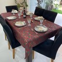 Ver imagem 4 de Toalha de Mesa Retangular em Jacquard Luxo Arabesco Natalino Vermelho - 2,20M x 1,40M