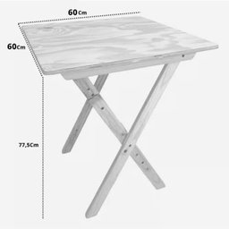 Conjunto Mesa Dobrável 60x60 Cm com 2 Cadeiras em Madeira Maciça - Imbuia - 4