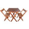 Conjunto Mesa Dobrável 60x60 Cm com 2 Cadeiras em Madeira Maciça - Imbuia - 1