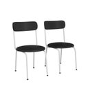Ver imagem 2 de Kit 2 Cadeiras de Jantar Estofadas Ergonômico 188 Aço Carbono Branco e Preto