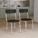 Ver imagem 1 de Kit 2 Cadeiras de Jantar Estofadas Ergonômico 188 Aço Carbono Branco e Preto