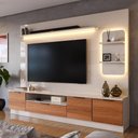 Ver imagem 1 de Estante Home para Tv até 75 Polegadas Noble 225cm com Torre Nicho Led Off White/jequitiba