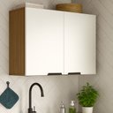 Ver imagem 1 de Armário de Cozinha e Lavanderia com 2 Portas Duplo Aéreo Módulo Suspenso Nogal/branco Paris