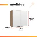 Ver imagem 3 de Armário de Cozinha e Lavanderia com 2 Portas Duplo Aéreo Módulo Suspenso Nogal/branco Paris