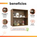 Ver imagem 4 de Armário de Cozinha e Lavanderia com 2 Portas Duplo Aéreo Módulo Suspenso Nogal/branco Paris