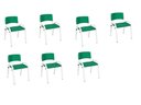 Ver imagem 1 de Kit 7 Cadeiras Infantil Iso, Escola, Base Branco- Verde Escuro