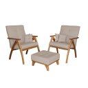 Ver imagem 2 de Kit 2 Poltrona Giovana com puff linho Bege Ideal Moveis