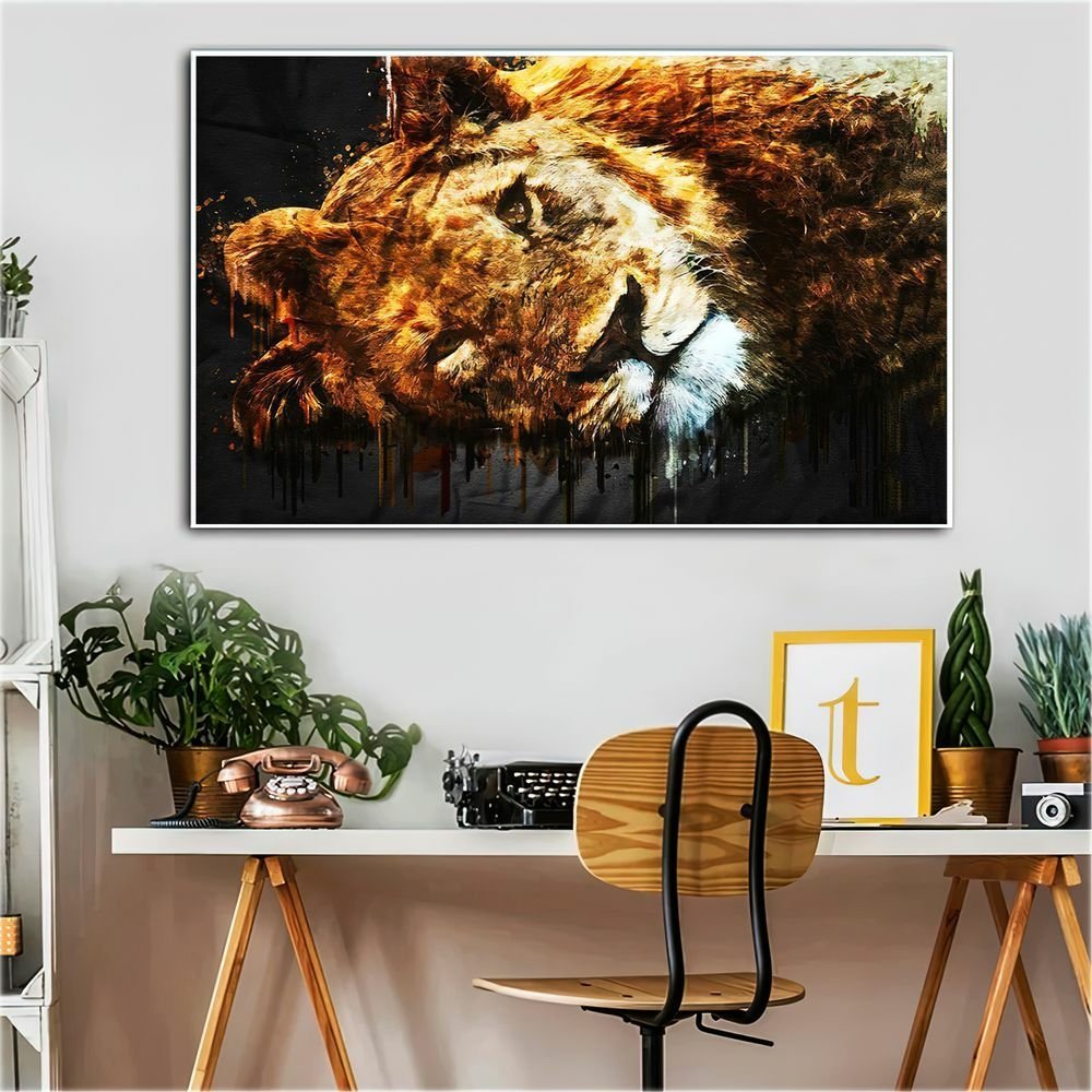 Kit 02 Quadros Decorativo Tigre Sala em Full Hd e 4k