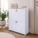 Ver imagem 1 de Sapateira Closet Moderna 2 Compartimentos, Branca, Puxadores Rose Gold, Corredor Quarto, Armário Par