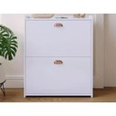 Ver imagem 2 de Sapateira Closet Moderna 2 Compartimentos, Branca, Puxadores Rose Gold, Corredor Quarto, Armário Par