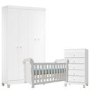Ver imagem 1 de Quarto de Bebê 4 Portas com Gaveteiro Ternura Baby e Berço Lara Branco Brilho - Incorplac