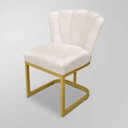 Kit 02 Cadeiras Flor Decorativa Bege - Base Ferro Dourado - 2