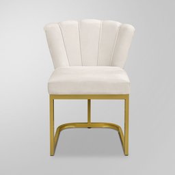 Kit 02 Cadeiras Flor Decorativa Bege - Base Ferro Dourado - 3