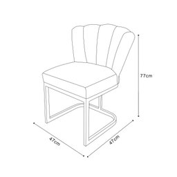 Kit 02 Cadeiras Flor Decorativa Bege - Base Ferro Dourado - 7