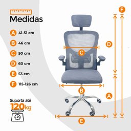 Cadeira de Escritório Diretor Oficial Vegas com Apoio - Cinza Preto + E-book - 5