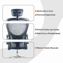 Cadeira de Escritório Diretor Oficial Vegas com Apoio - Cinza Preto + E-book - 7