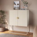 Ver imagem 1 de Balcão Buffet 90cm 2 Portas Orgânico Pé Metal Luna BP Offwhite