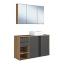 Ver imagem 2 de Gabinete de Banheiro Suspenso 110cm com Espelheira 3 Portas Antônia Ii com Cuba Mel/Grafite