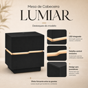 Ver imagem 3 de Mesa de Cabeceira 60cm com LED 100% MDF 2 Gavetas Lumiar Linha Alta Moderna Lateral:Preto