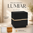 Ver imagem 4 de Mesa de Cabeceira 60cm com LED 100% MDF 2 Gavetas Lumiar Linha Alta Moderna Lateral:Preto