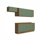 Ver imagem 2 de Armário de Cozinha Completa 100% Mdf 300cm Nogueira/verde Celeste Kappesberg