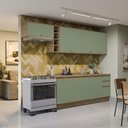 Ver imagem 1 de Armário de Cozinha Completa 100% Mdf 300cm Nogueira/verde Celeste Kappesberg