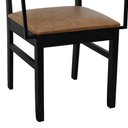 Ver imagem 4 de Kit 2 Cadeiras Lyon Encosto Telinha C- Braço Metal - Preto Assento Estofado Corano Marrom Mescla