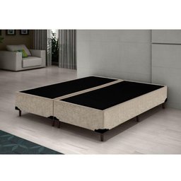 Base Box Casal Bipartido HomeQueen Suede Bege 40x138x188 - 2