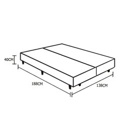Base Box Casal Bipartido HomeQueen Suede Bege 40x138x188 - 3