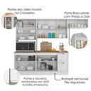 Ver imagem 4 de Cozinha Armario 5 Peças Cristaleira Balcao com Tampo 270 cm Unna Branco Poliman