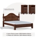 Ver imagem 4 de Conjunto Cama Quenn 1,60m + 2 Mesas de Cabeceira 100% Madeira Maciça - Linha Ouro Finestra Móveis Marrom/Café