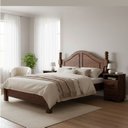 Ver imagem 1 de Conjunto Cama Quenn 1,60m + 2 Mesas de Cabeceira 100% Madeira Maciça - Linha Ouro Finestra Móveis Marrom/Café