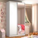 Ver imagem 1 de Guarda Roupa 120cm com Espelho 100% Mdf Branco Lilies Móveis