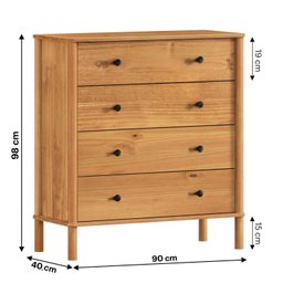 Cômoda para Quarto Escandinava 4gav Telescópicas Madeira Apoana Freijó Idimex - 5
