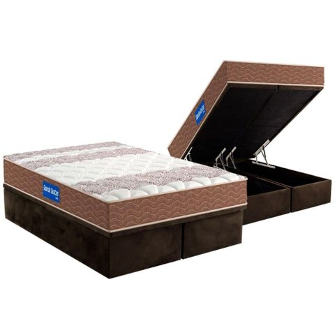 Conjunto Box Baú King: Colchão Espuma Probel D33 Guarda Costas + Base Crc Suede Brown(193x203)
