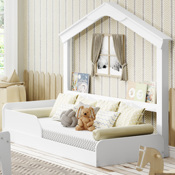 Cama Mini Montessori Com Casinha Porta-Livros  - 1
