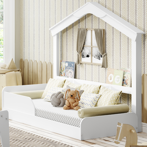 Cama Mini Montessori Com Casinha Porta-Livros 