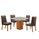 Ver imagem 2 de Mesa de Jantar Eloise 90cm Tampo MDF Vidro Canto Copo com 4 Cadeirasyasmin