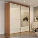 Ver imagem 2 de Guarda Roupa Casal com Espelho 223cm 2 Portas 100% MDF TW602E Freijó/Off White - Dalla Costa
