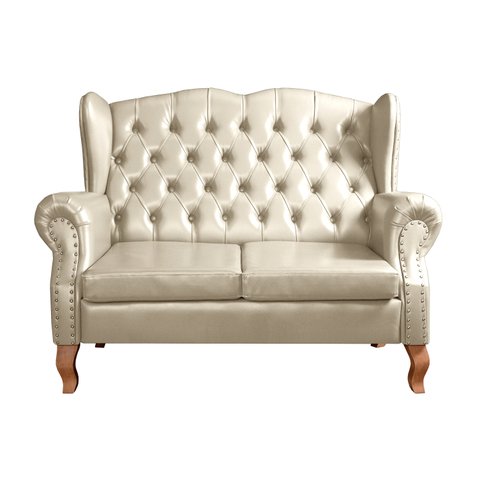 Namoradeira Chesterfield Imperador Sofá Vintage Capitonê - Couríssimo Bege