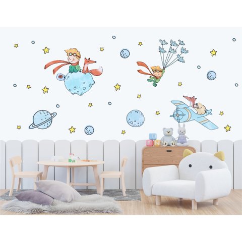 Adesivo de Parede Pequeno Príncipe Aquarelado Boho