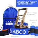 Ver imagem 2 de Slackline Zamboo Extremeline 30m Azul com Catraca Reforçada Protetores e Bolsa Coordenação Equilíbri