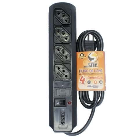 Filtro Linha Régua 4 Tomadas 10a Bivolt Certificado