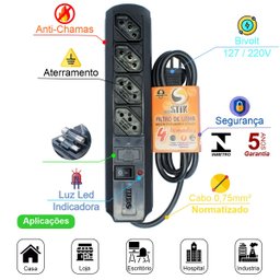 Filtro Linha Régua 4 Tomadas 10a Bivolt Certificado - 2